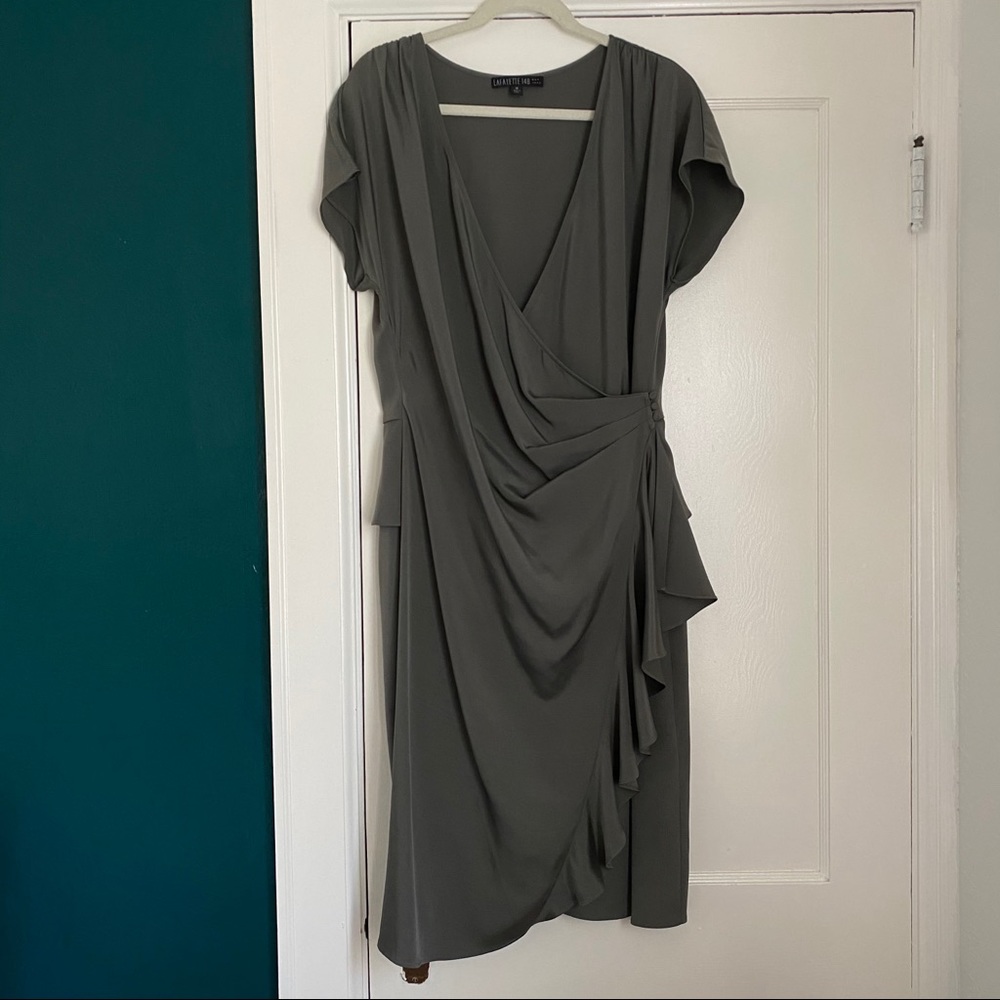 Lafayette 148 New York Wrap Front Silk Dress